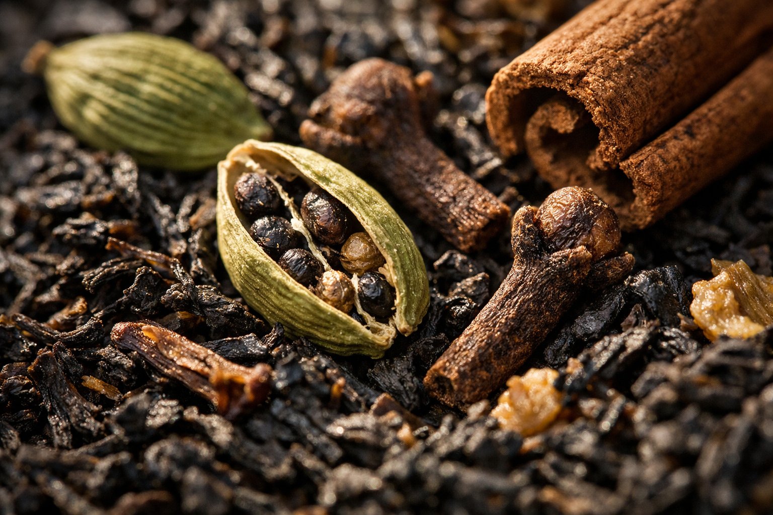 Tea and spices close up